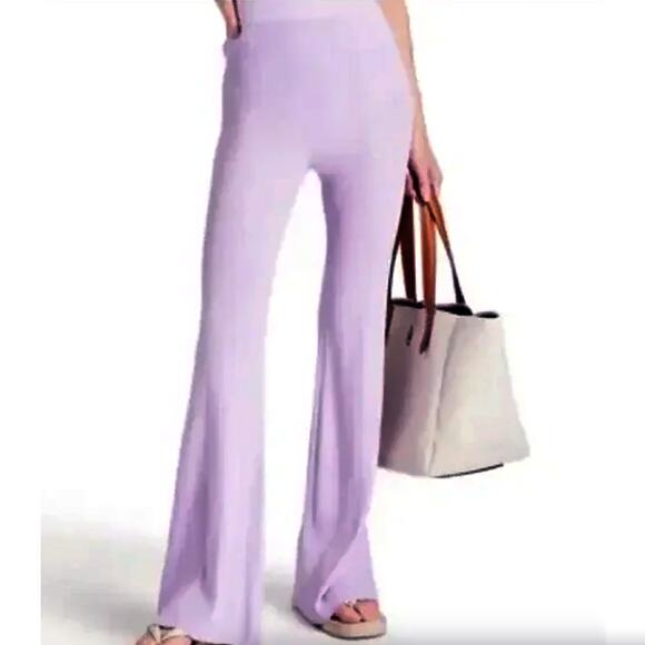 Jonathan Simkhai Purple Ribbed Knit Wide Leg Pants Medium Active Athletic Lounge - Picture 1 of 11